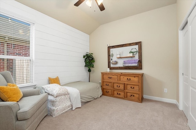 15031 Appian Oak St, Cypress, TX 77429 - carpeted bedroom featuring lofted ceiling, a closet, and ceiling fan