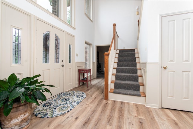 901 Hartrick Canyon Dr, Temple, TX 76502 - entrance foyer featuring stairs, wood finished floors, and a high ceiling