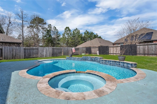 21275 Lily Springs Dr, Porter, TX 77365 - view of pool with a fenced backyard and a pool with connected hot tub