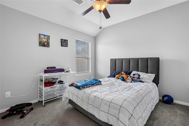 21275 Lily Springs Dr, Porter, TX 77365 - carpeted bedroom featuring lofted ceiling and a ceiling fan