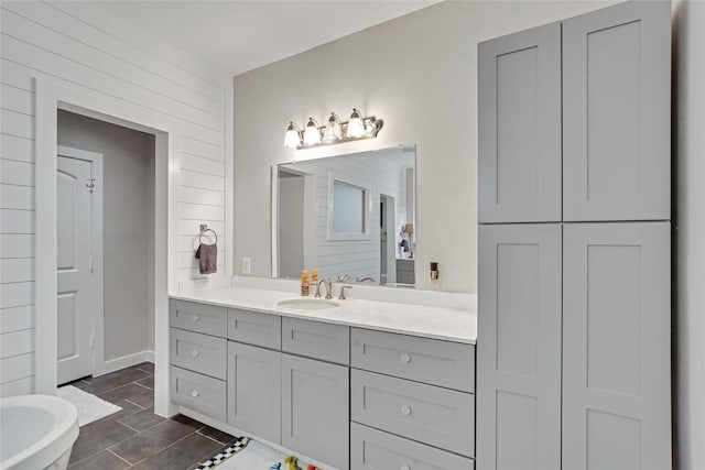 27326 S Karaugh Dr, Richmond, TX 77406 - bathroom with vanity and tile patterned flooring