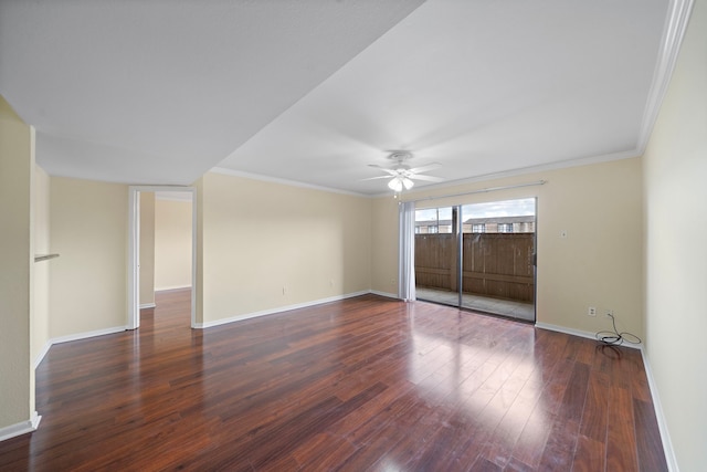 8429 Hearth Dr Unit 8, Houston, TX 77054 - spare room with a ceiling fan, wood-type flooring, ornamental molding, and baseboards