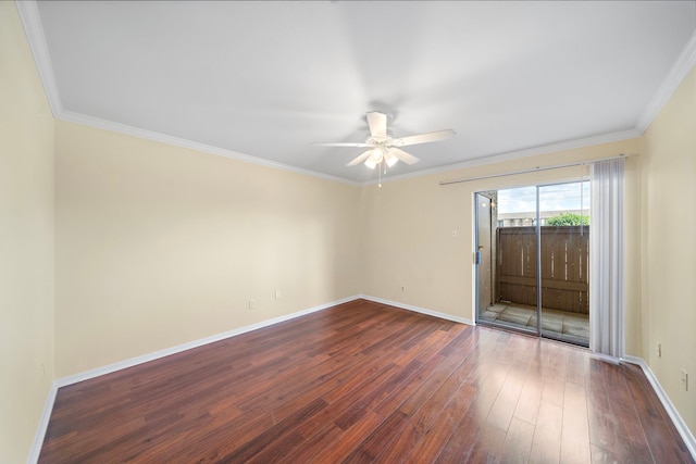 8429 Hearth Dr Unit 8, Houston, TX 77054 - unfurnished room featuring ceiling fan, dark wood-type flooring, baseboards, and ornamental molding