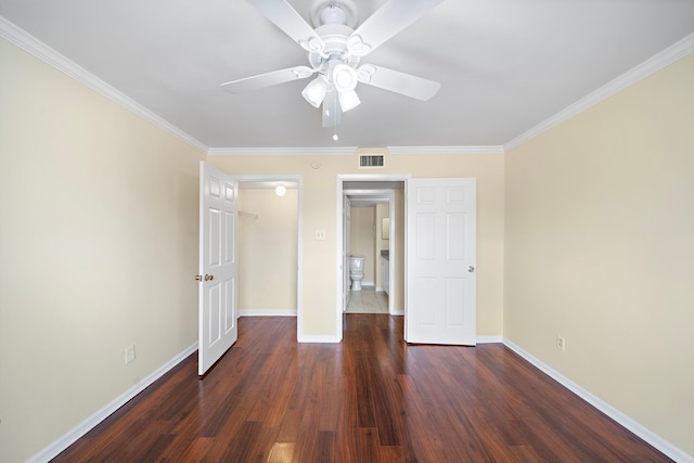 8429 Hearth Dr Unit 8, Houston, TX 77054 - unfurnished bedroom with wood finished floors, crown molding, baseboards, and ceiling fan