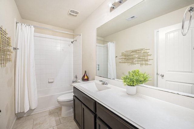 9407 Mineral Rock Ln, Richmond, TX 77407 - bathroom featuring vanity, shower / tub combo, toilet, and tile patterned flooring