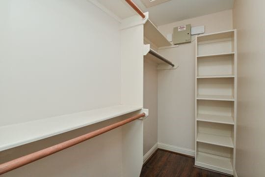 5422 Gibson St Unit A, Houston, TX 77007 - walk in closet featuring dark wood-style floors
