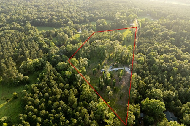 5332 County Road 1180, Kennard, TX 75847 - aerial view of property's location featuring a heavily wooded area and property parcel outlined