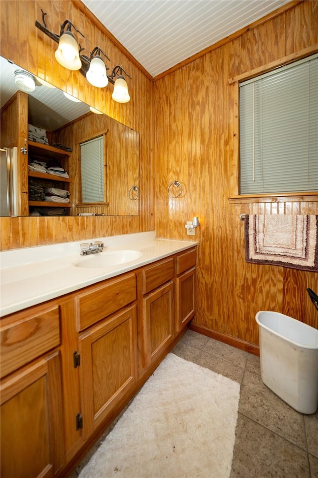 5332 County Road 1180, Kennard, TX 75847 - full bathroom with vanity, wooden walls, and baseboards