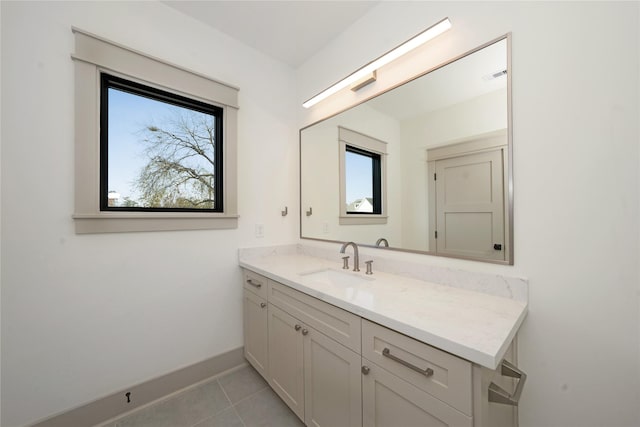 1253 Lamonte Ln, Houston, TX 77018 - bathroom with vanity, baseboards, and tile patterned floors