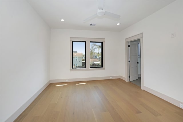 1253 Lamonte Ln, Houston, TX 77018 - empty room with light wood-style floors, baseboards, recessed lighting, and ceiling fan