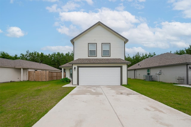 862 Rd 5138, Cleveland, TX 77327 - traditional-style home featuring an attached garage, central air condition unit, concrete driveway, and roof with shingles