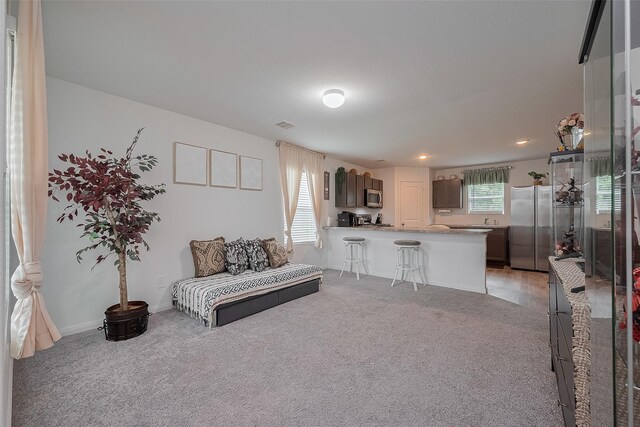 862 Rd 5138, Cleveland, TX 77327 - living room featuring light carpet and recessed lighting