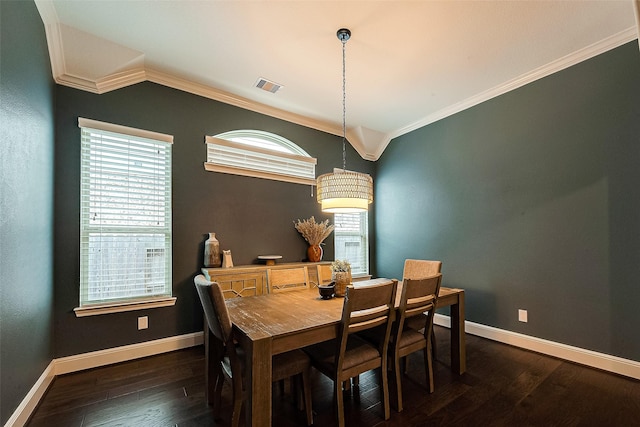 2625 Blooming Field Ln, Conroe, TX 77385 - dining room with crown molding, wood finished floors, and baseboards
