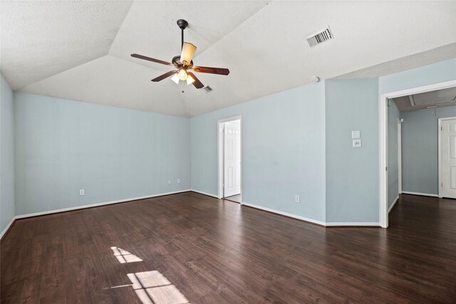 4131 N New Meadows Dr, Sugar Land, TX 77479 - empty room featuring attic access, a ceiling fan, wood finished floors, baseboards, and lofted ceiling