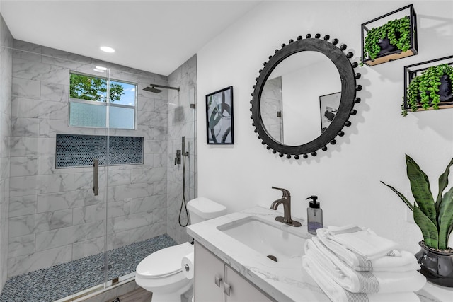 7112 Ave L, Houston, TX 77011 - bathroom with a shower stall, toilet, and vanity