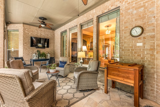 212 Salmon Creek Ln, Friendswood, TX 77546 - view of patio featuring a ceiling fan and an outdoor living space