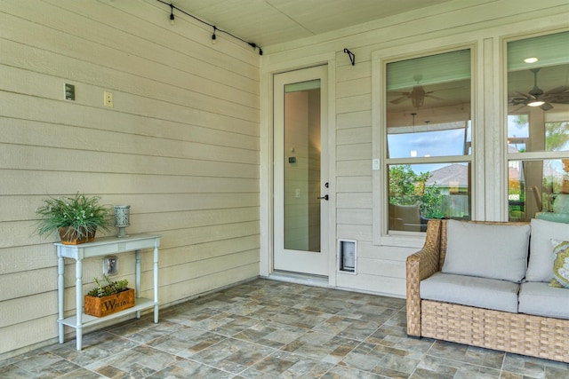 109 Pepper Grass Pl, Montgomery, TX 77316 - property entrance with a patio area and ceiling fan