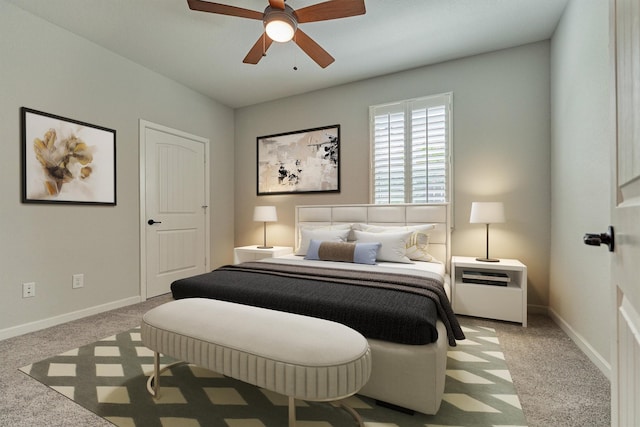 109 Pepper Grass Pl, Montgomery, TX 77316 - carpeted bedroom with baseboards and a ceiling fan