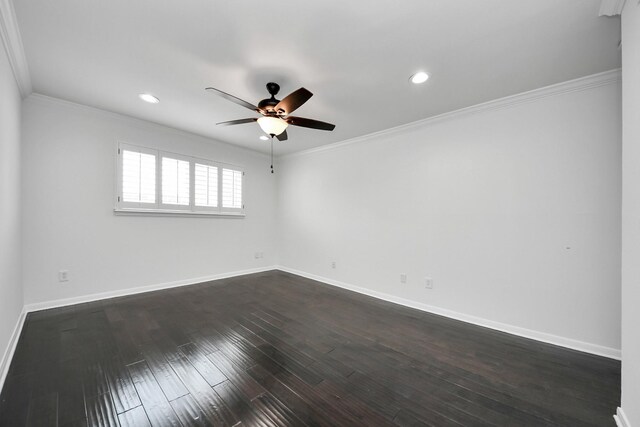 405 N Post Oak Ln Unit 405, Houston, TX 77024 - spare room with ceiling fan, baseboards, recessed lighting, dark wood-style flooring, and ornamental molding