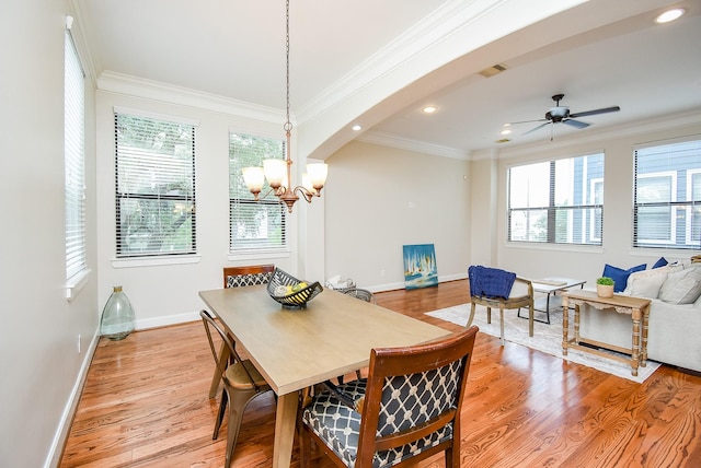 321 W 26th St Unit A, Houston, TX 77008 - dining space featuring light wood-type flooring, healthy amount of natural light, baseboards, ornamental molding, and recessed lighting