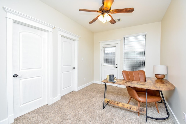 321 W 26th St Unit A, Houston, TX 77008 - home office with carpet floors, a ceiling fan, and baseboards