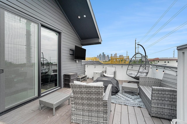 1116 Peden St, Houston, TX 77006 - wooden terrace with an outdoor hangout area