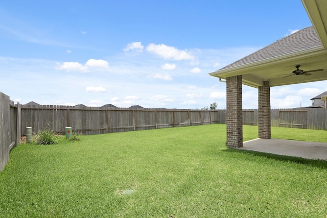 7919 Chantilly Mnr, Fulshear, TX 77441 - view of yard featuring ceiling fan and a patio