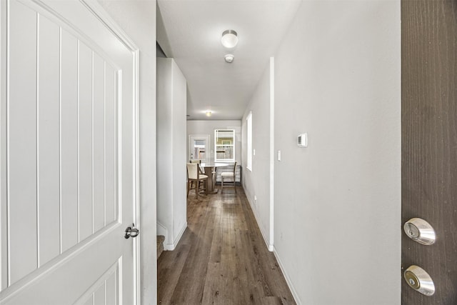 3919 Faletti Dr, Katy, TX 77493 - hallway featuring dark wood-type flooring and baseboards