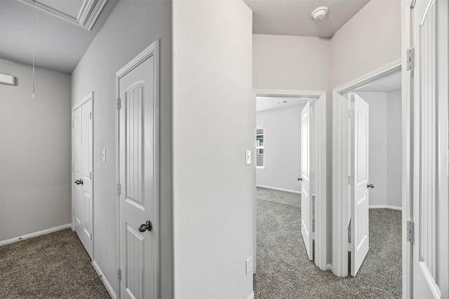 3919 Faletti Dr, Katy, TX 77493 - corridor featuring attic access, carpet, and baseboards