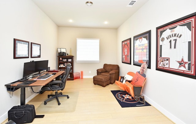 22911 Pearl Glen Dr, Richmond, TX 77469 - office area featuring wood finished floors, recessed lighting, and baseboards