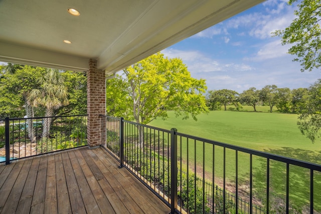 4111 Thistle Hill Ct, Sugar Land, TX 77479 - deck featuring a lawn and view of wooded area