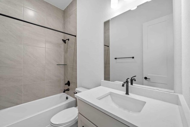 12834 Forest Garden Ct, Conroe, TX 77302 - bathroom with toilet, vanity, and bathtub / shower combination