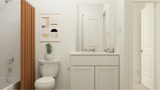 301 Tejas Trl, Waller, TX 77484 - full bathroom with toilet, vanity, shower / tub combo with curtain, and baseboards