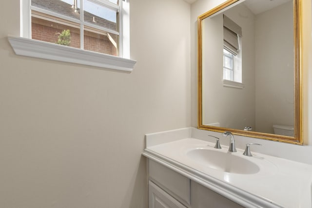 1327 Mission Chase Dr, Houston, TX 77077 - half bathroom featuring vanity and toilet