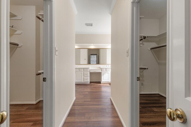 1327 Mission Chase Dr, Houston, TX 77077 - corridor featuring dark wood-type flooring and baseboards