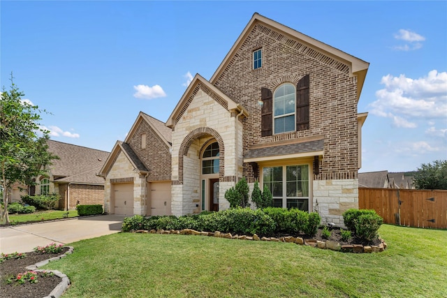 10827 Naburn Gate, Richmond, TX 77407 - french provincial home with stone siding, brick siding, concrete driveway, and an attached garage