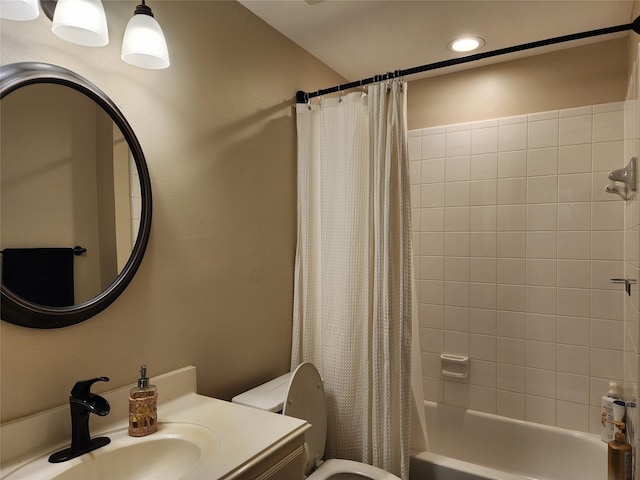 2722 Crawford St, Houston, TX 77004 - bathroom with toilet, shower / bath combo with shower curtain, and vanity