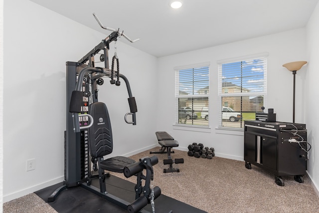 30114 Ousel Falls Ln, Fulshear, TX 77494 - exercise area with baseboards and carpet flooring