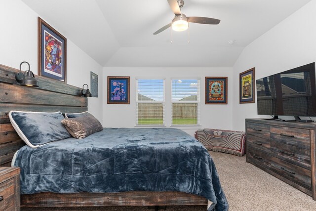 30114 Ousel Falls Ln, Fulshear, TX 77494 - carpeted bedroom featuring lofted ceiling and ceiling fan