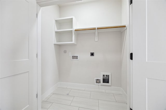 3907D Tulane St, Houston, TX 77018 - washroom with electric dryer hookup, washer hookup, baseboards, hookup for a gas dryer, and light marble finish floors