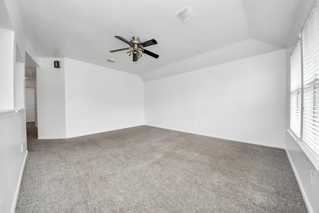 1605 Spring Glen Ln, Pearland, TX 77581 - carpeted empty room with lofted ceiling, ceiling fan, and baseboards