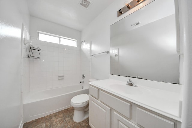 1605 Spring Glen Ln, Pearland, TX 77581 - bathroom with toilet, vanity, and bathing tub / shower combination