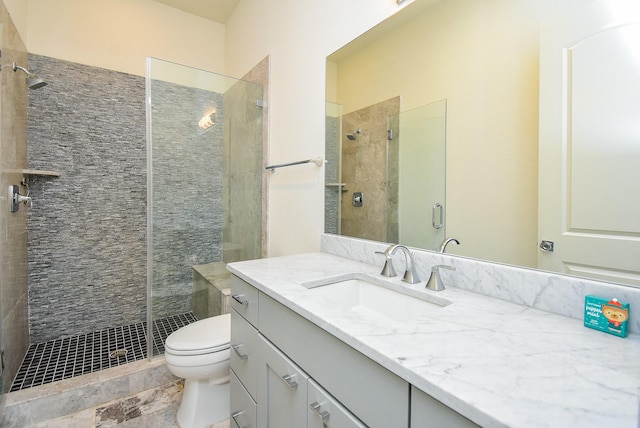 4220 Law St, Houston, TX 77005 - bathroom with vanity, a shower stall, and toilet
