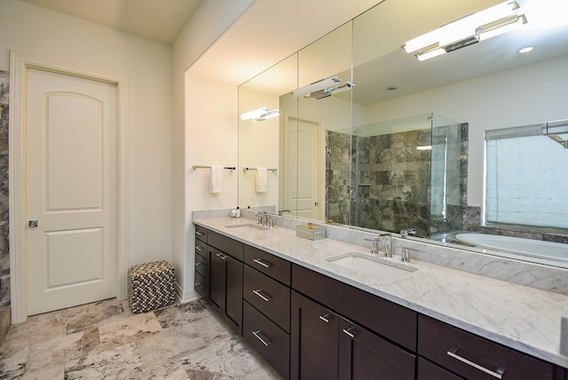 4220 Law St, Houston, TX 77005 - full bathroom with a stall shower, double vanity, and a bath