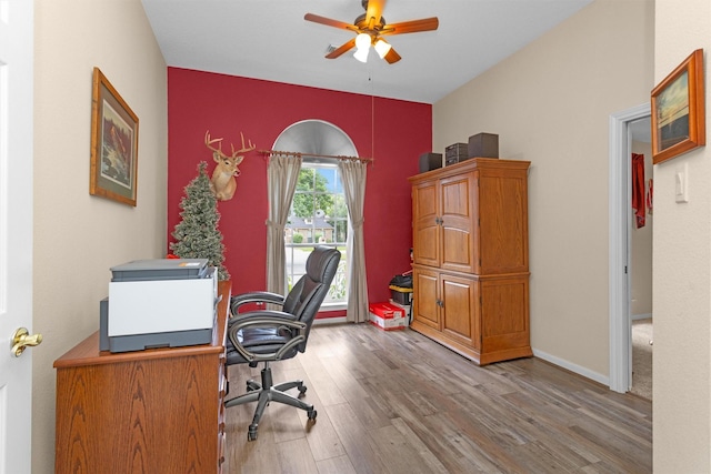 529 Stephen F Austin Dr, Conroe, TX 77302 - office space featuring wood finished floors and ceiling fan