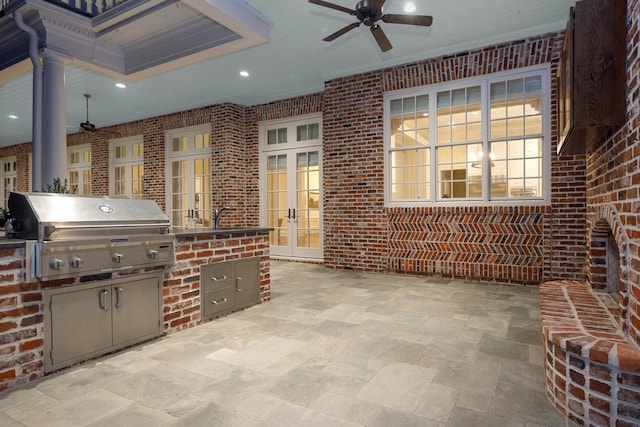 31 Southern Crescent Ct, The Woodlands, TX 77380 - view of patio / terrace with french doors and ceiling fan