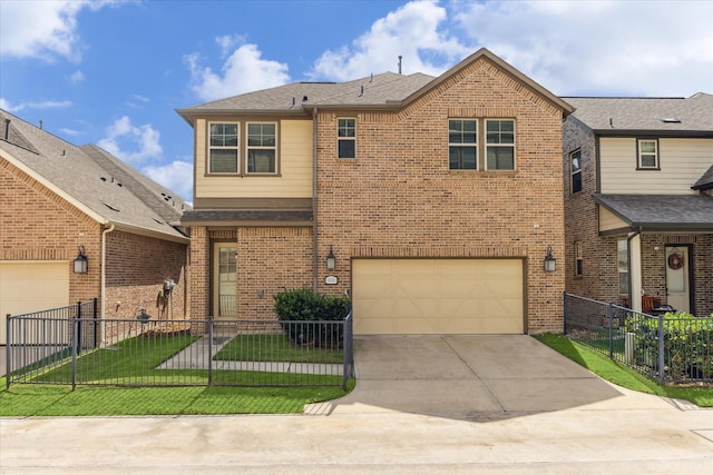 9650 Caddo Ridge Ln, Cypress, TX 77433 - view of front of property with brick siding, concrete driveway, an attached garage, and a shingled roof