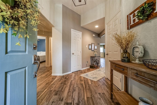 2957 Water Willow Ln, Pearland, TX 77581 - foyer with wood finished floors and lofted ceiling