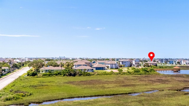 2811 Izamal Ct, Galveston, TX 77554 - aerial perspective of suburban area featuring a nearby body of water