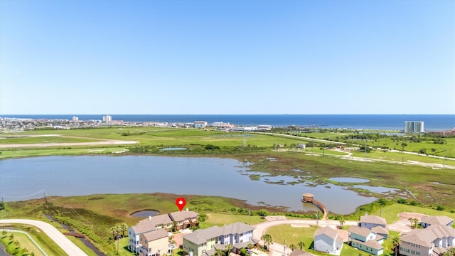 2811 Izamal Ct, Galveston, TX 77554 - aerial view of property's location featuring a large body of water and a local golf course